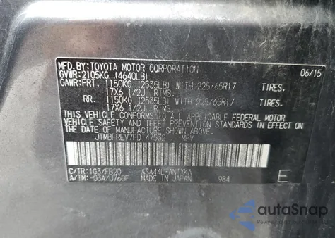 2015 Toyota Rav4 Le from USA, damaged, VIN JTMBFREV7FD147532